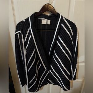 Chico's Black and White Striped Blazer